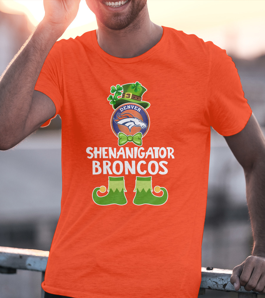 Shenanigator Denver Broncos Funny Leprechaun St. Patrick's Day T-Shirt