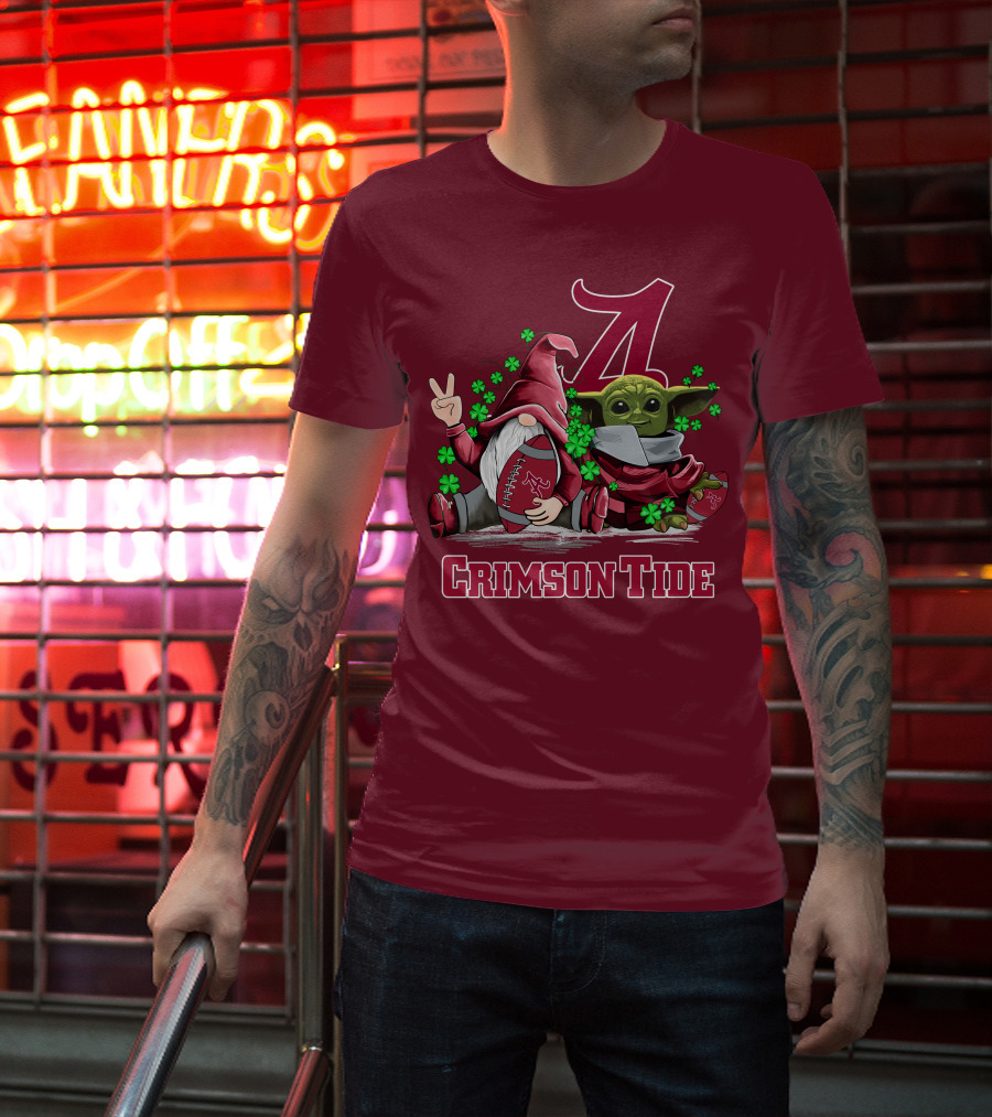 Leprechauns Gnomes Baby Yoda Alabama Crimson Tide Football T-Shirt