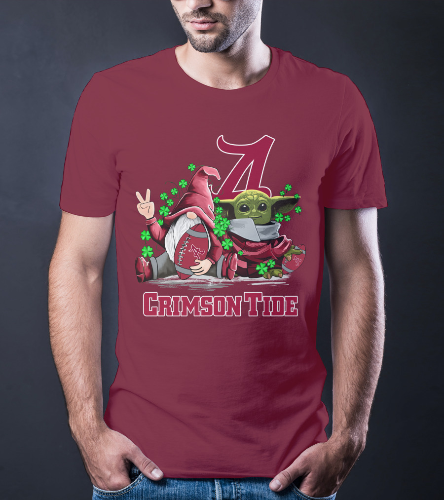 Leprechauns Gnomes Baby Yoda Alabama Crimson Tide Football T-Shirt