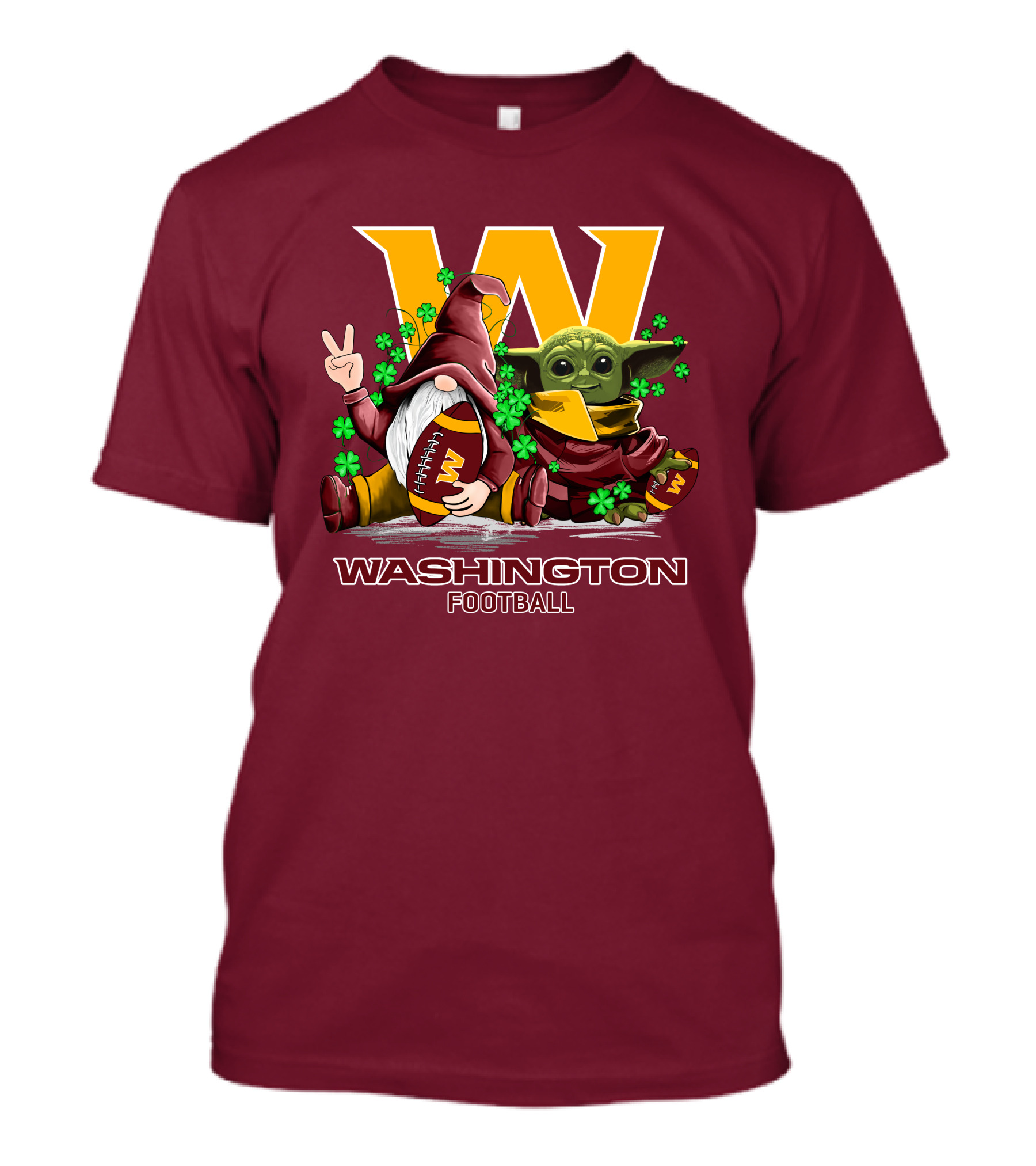 Leprechauns Gnomes Baby Yoda Hug Washington Football Team W Football T-Shirt