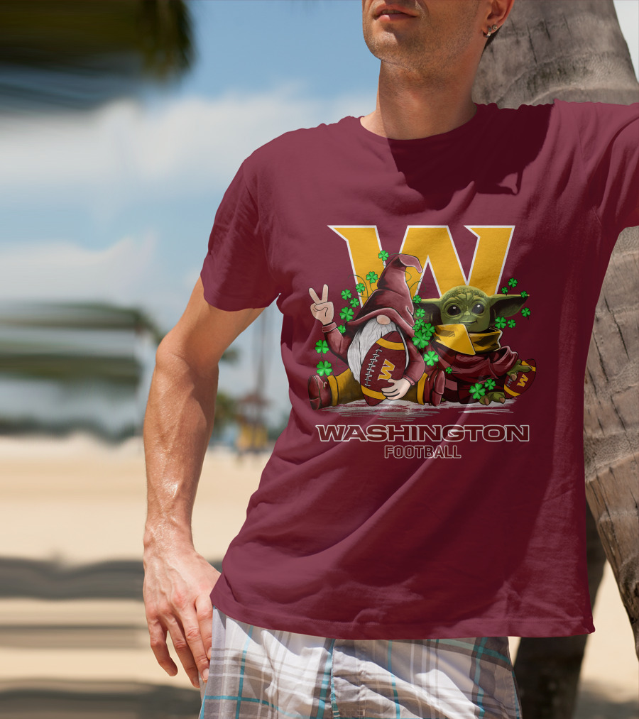 Leprechauns Gnomes Baby Yoda Hug Washington Football Team W Football T-Shirt