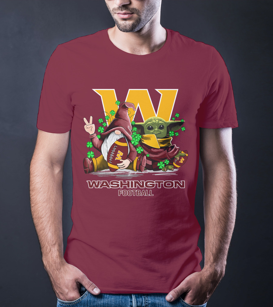 Leprechauns Gnomes Baby Yoda Hug Washington Football Team W Football T-Shirt
