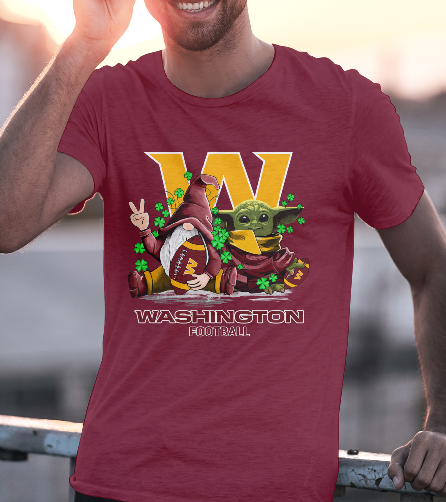 Leprechauns Gnomes Baby Yoda Hug Washington Football Team W Football T-Shirt