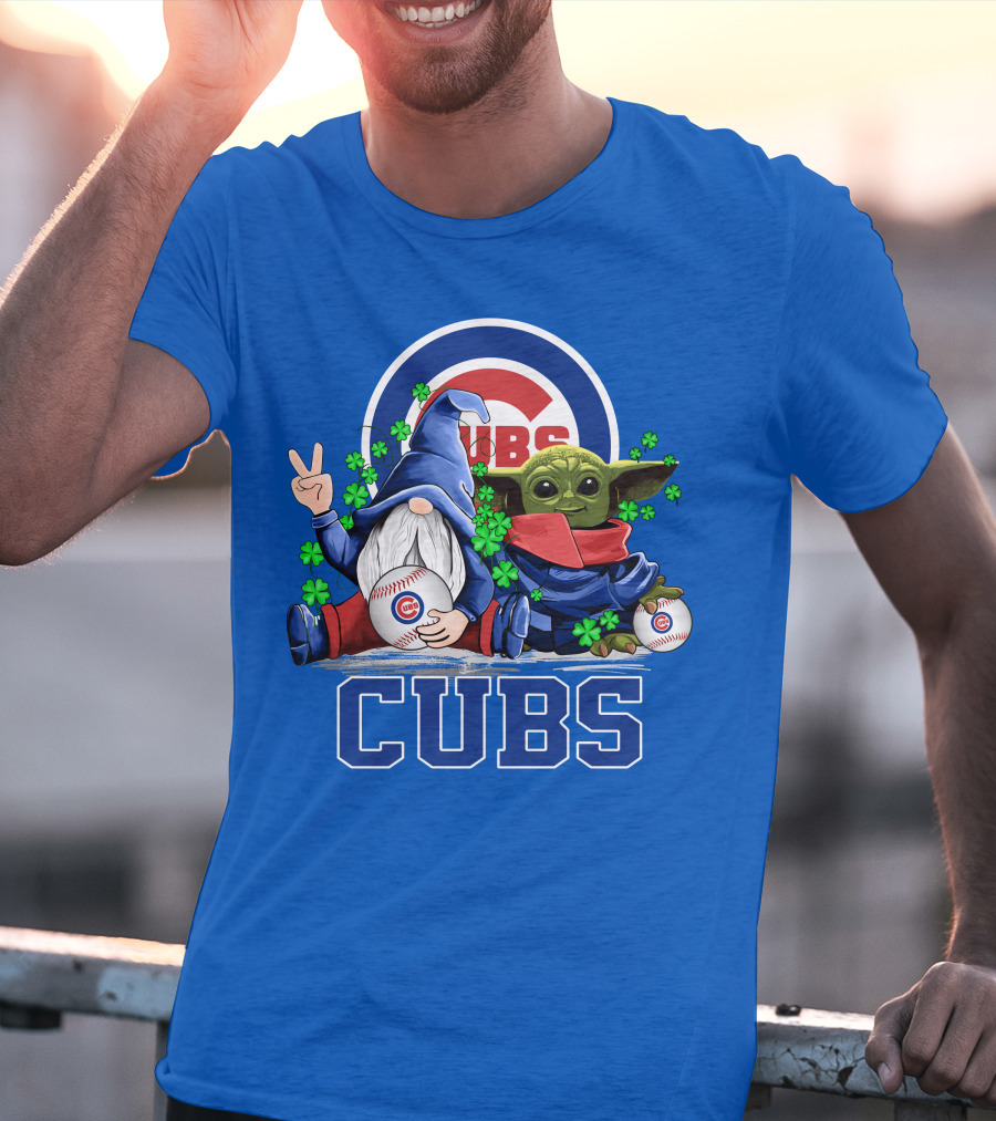 Chicago Cubs Leprechauns Gnomes Baby Yoda Baseball T-Shirt