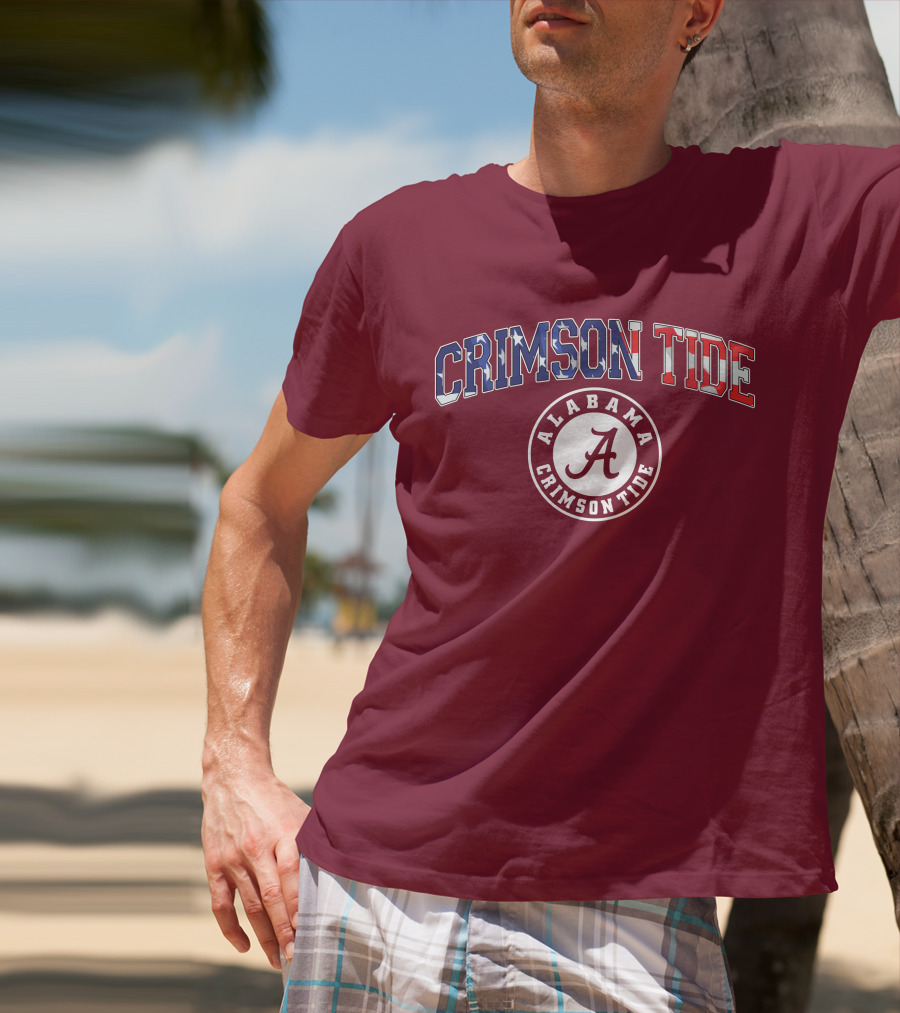 Alabama Crimson Tide American Flag Crimson Tide Circle T-Shirt