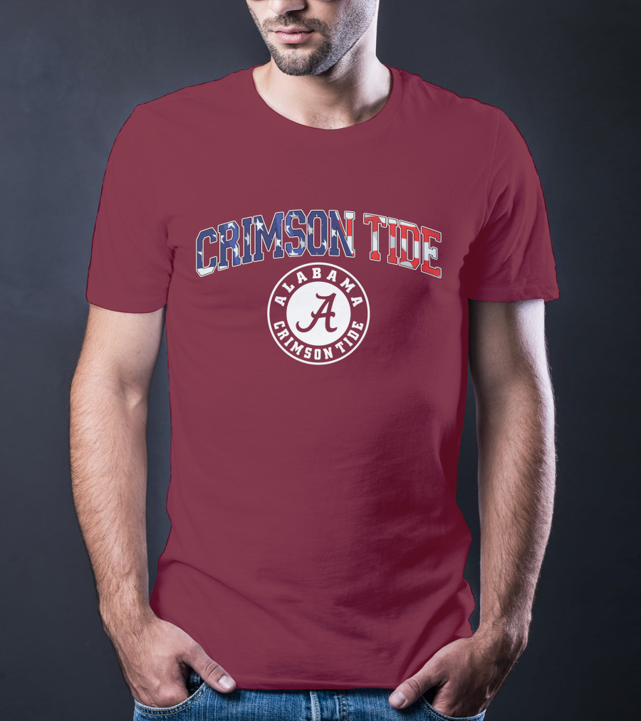 Alabama Crimson Tide American Flag Crimson Tide Circle T-Shirt