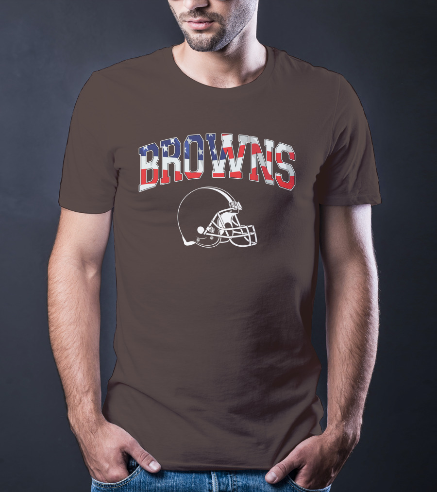 Browns American Flag Helmet T-Shirt