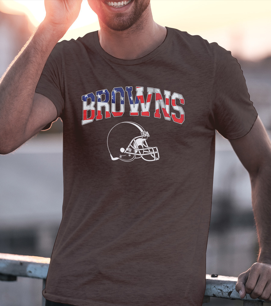 Browns American Flag Helmet T-Shirt