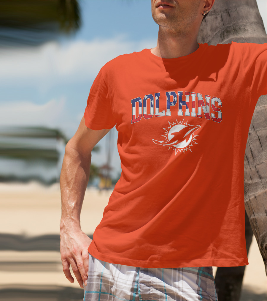 Dolphins American Flag Miami Football T-Shirt