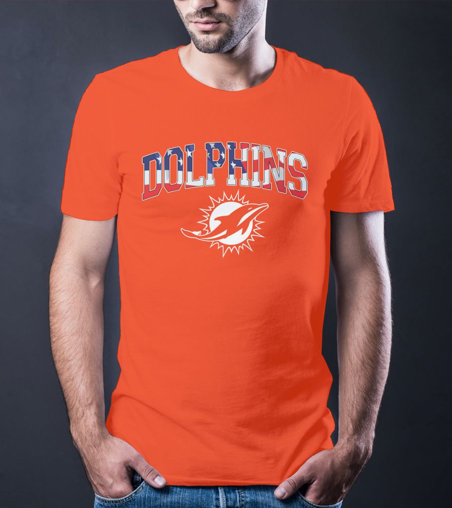Dolphins American Flag Miami Football T-Shirt