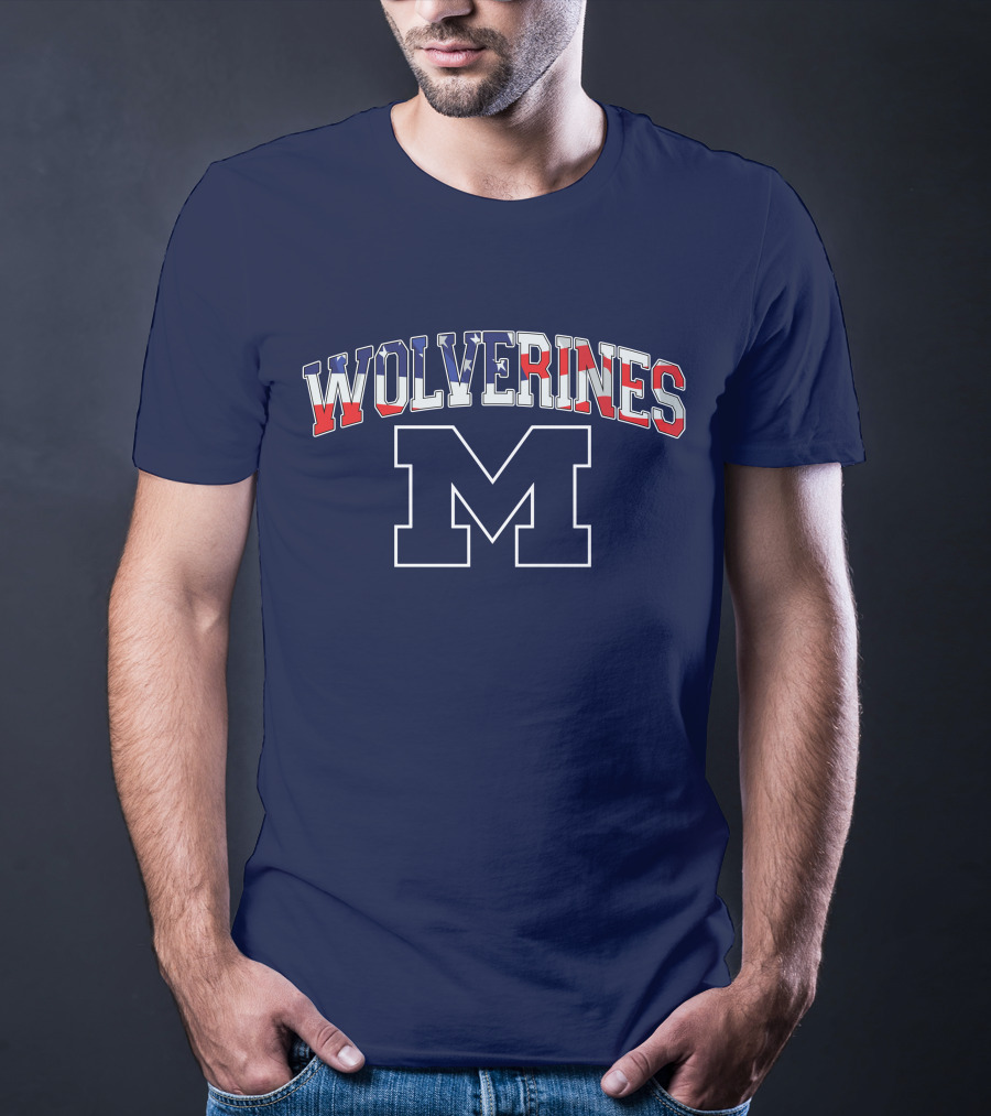 Michigan Wolverines American Flag M T-Shirt