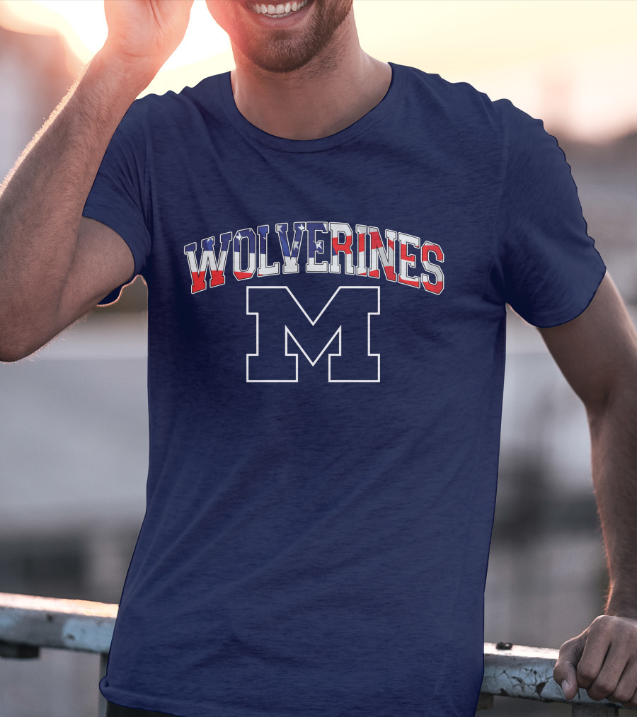Michigan Wolverines American Flag M T-Shirt