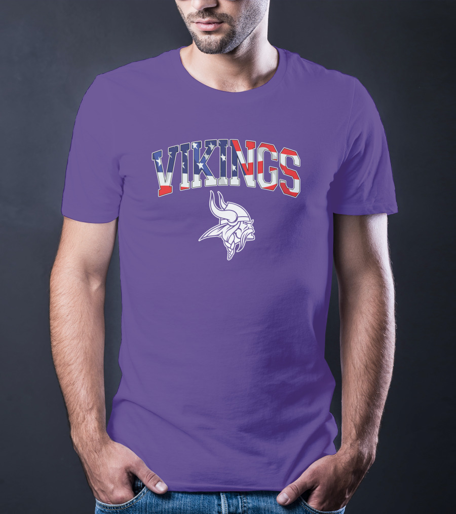 Vikings American Flag Design Minnesota Football Team T-Shirt