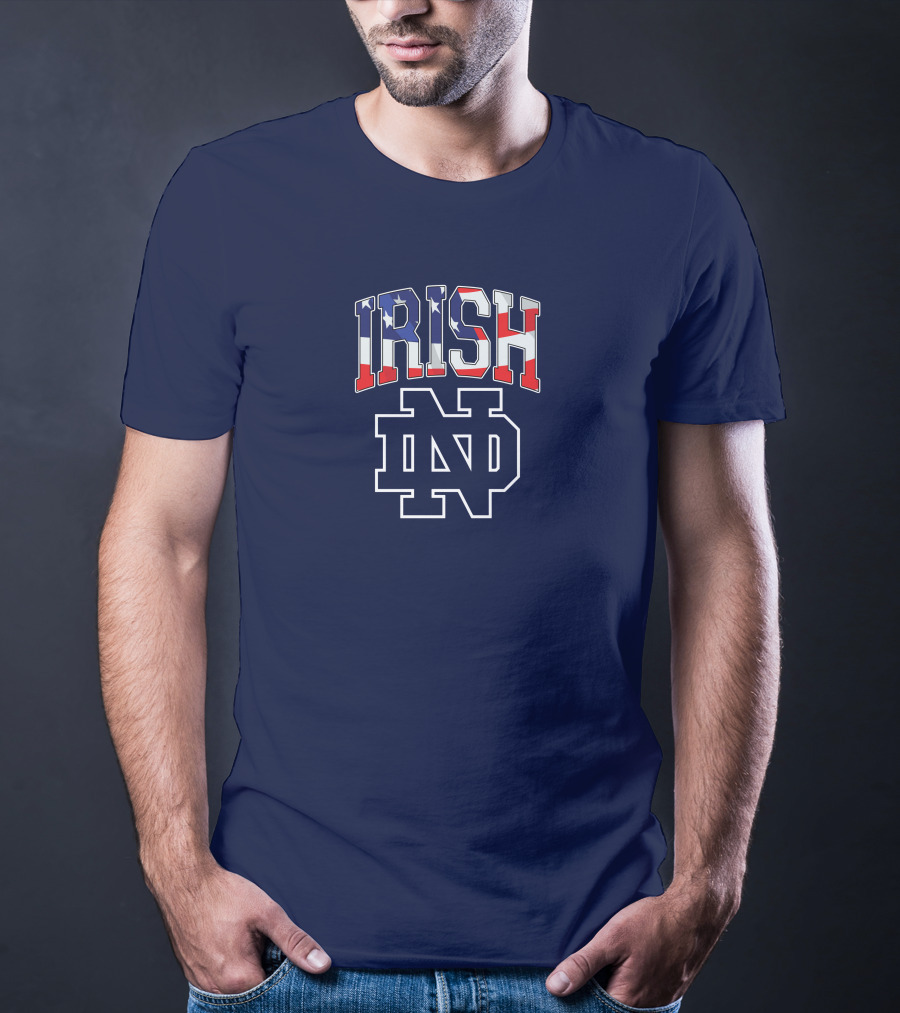 Irish ND American Flag Notre Dame Fighting Irish T-Shirt