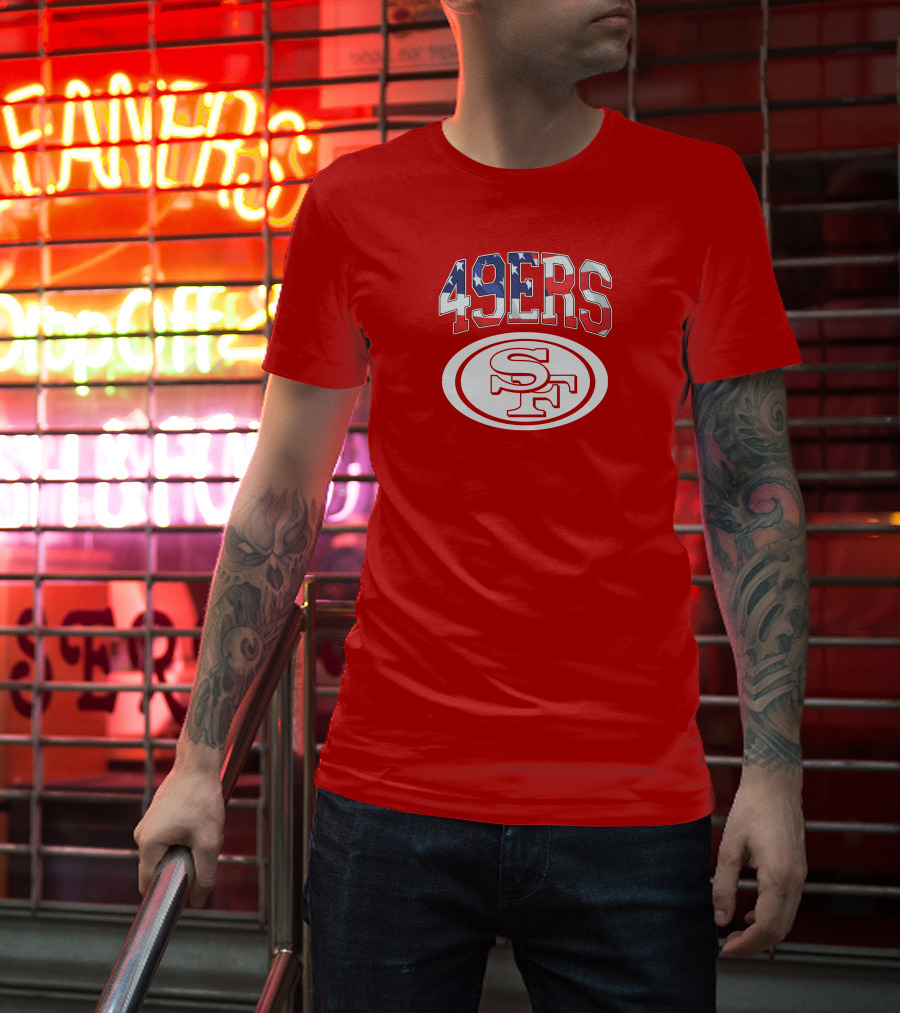 San Francisco 49ers 49ers American Flag SF Oval T-Shirt