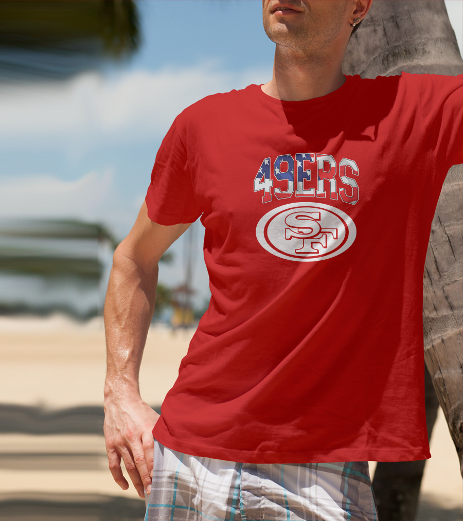San Francisco 49ers 49ers American Flag SF Oval T-Shirt