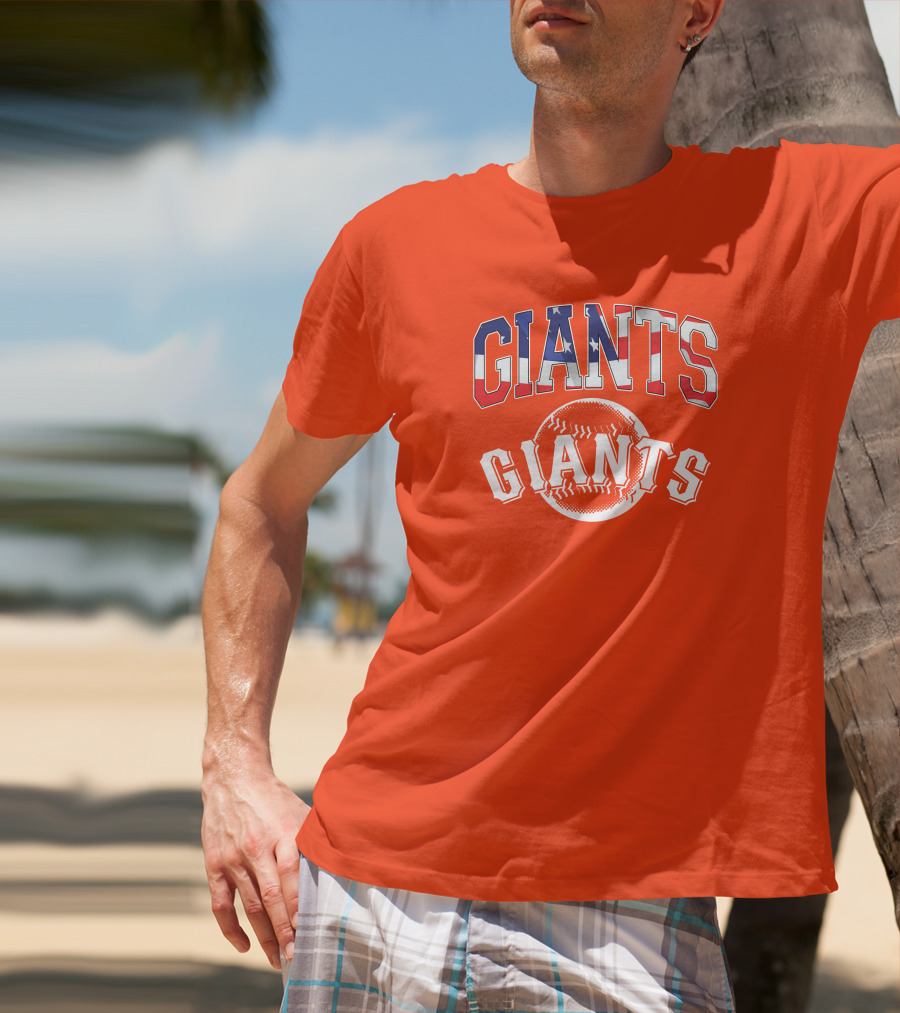 San Francisco Giants American Flag Baseball Letters USA T-Shirt