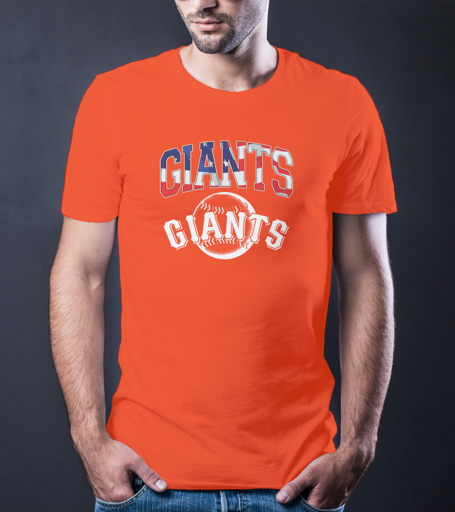 San Francisco Giants American Flag Baseball Letters USA T-Shirt
