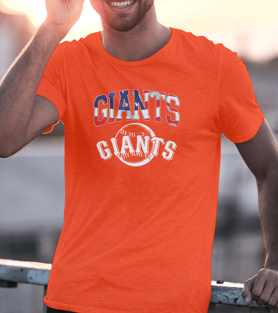 San Francisco Giants American Flag Baseball Letters USA T-Shirt