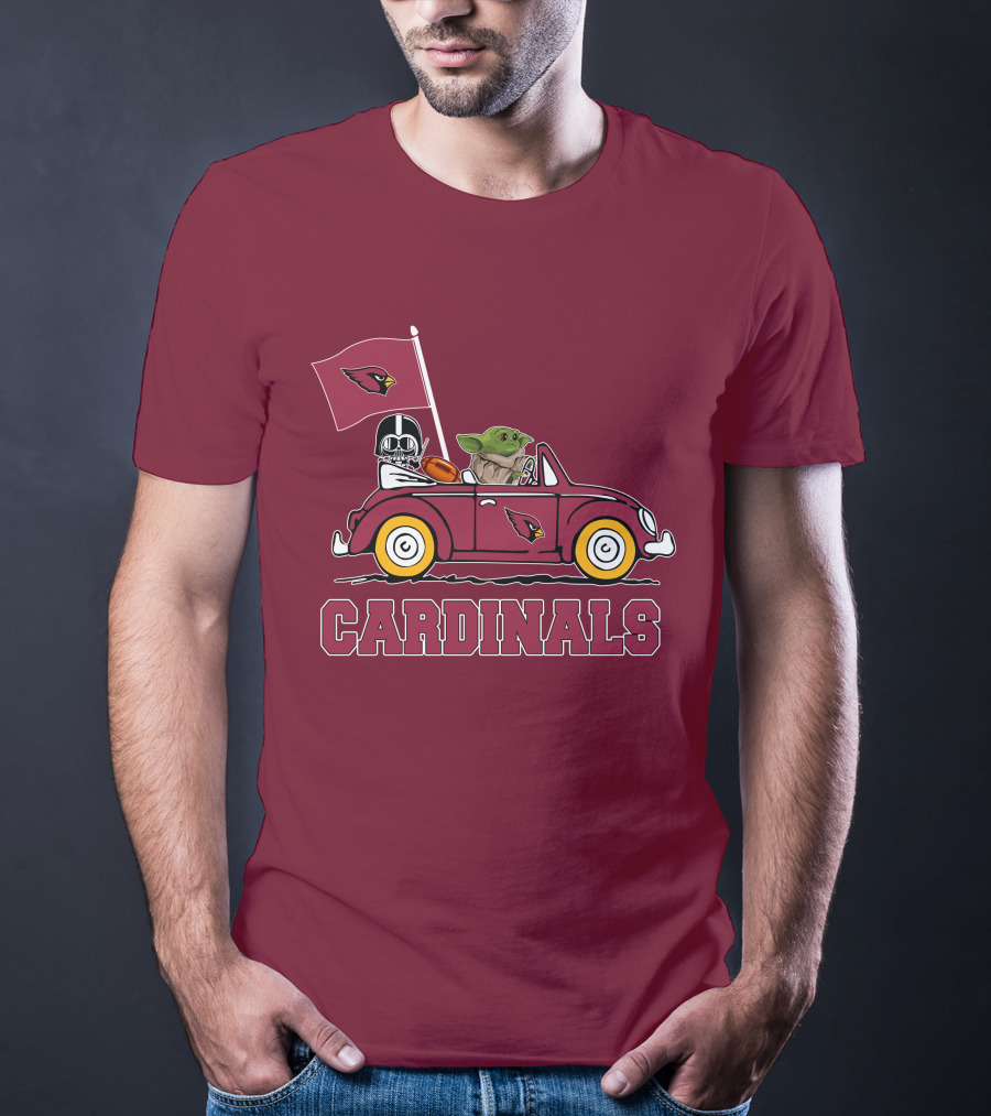 Arizona Cardinals Darth Vader Baby Yoda Car Star Wars T-Shirt