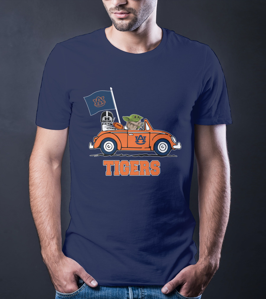 Auburn Tigers Darth Vader Baby Yoda Driving Car Star Wars T-Shirt