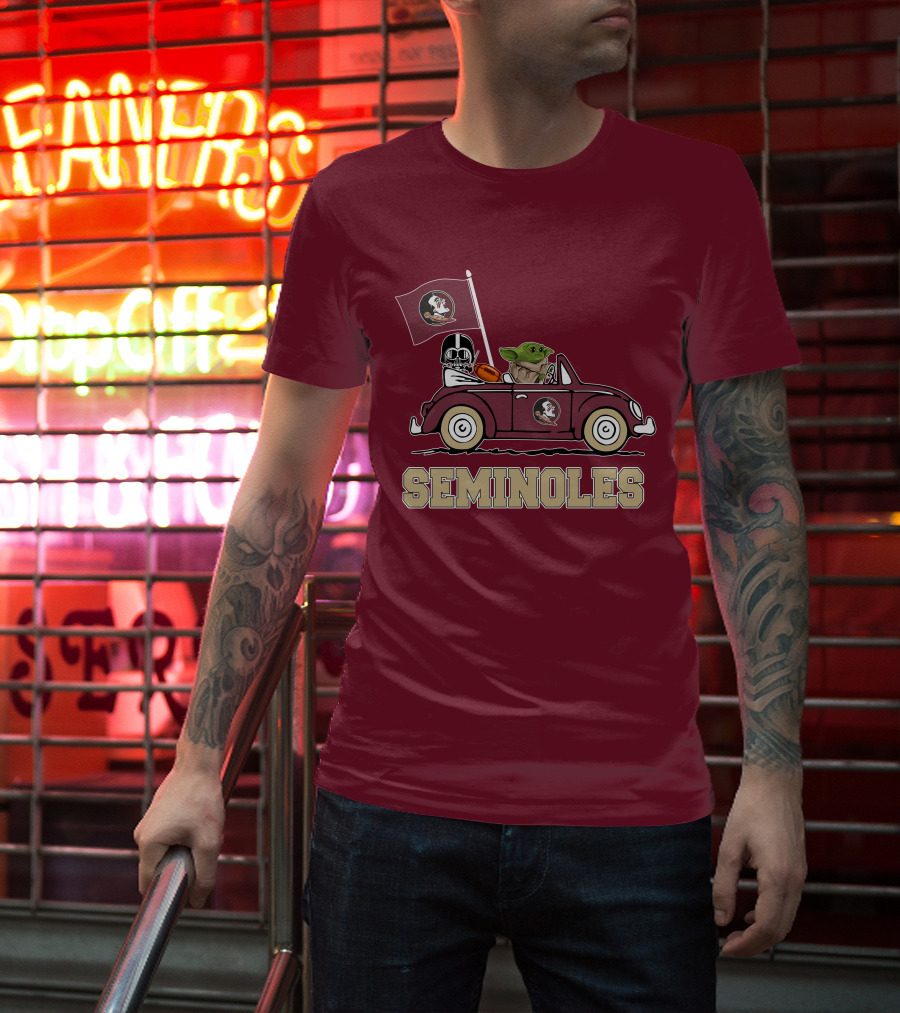 Seminoles Darth Vader Baby Yoda Driving Florida State Star Wars T-Shirt