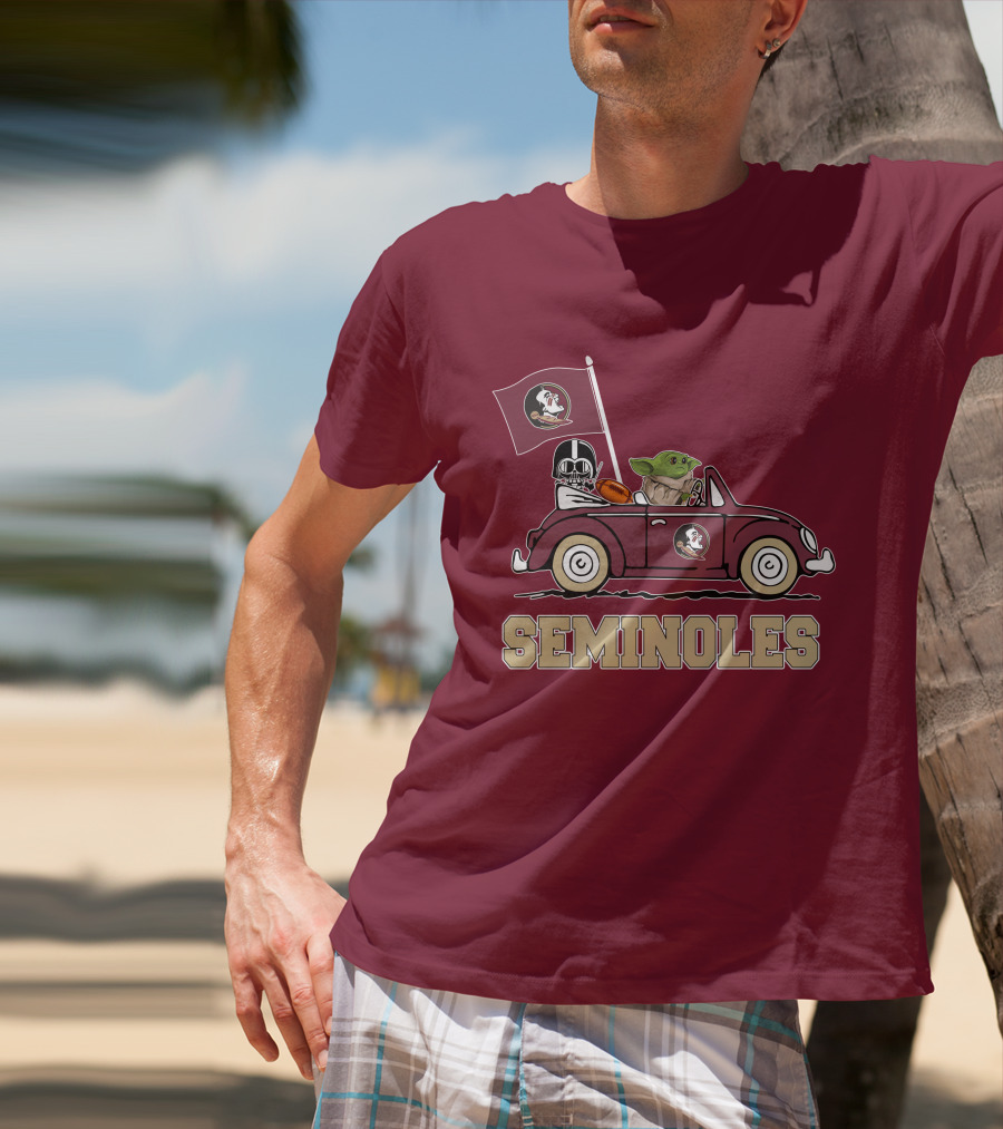 Seminoles Darth Vader Baby Yoda Driving Florida State Star Wars T-Shirt