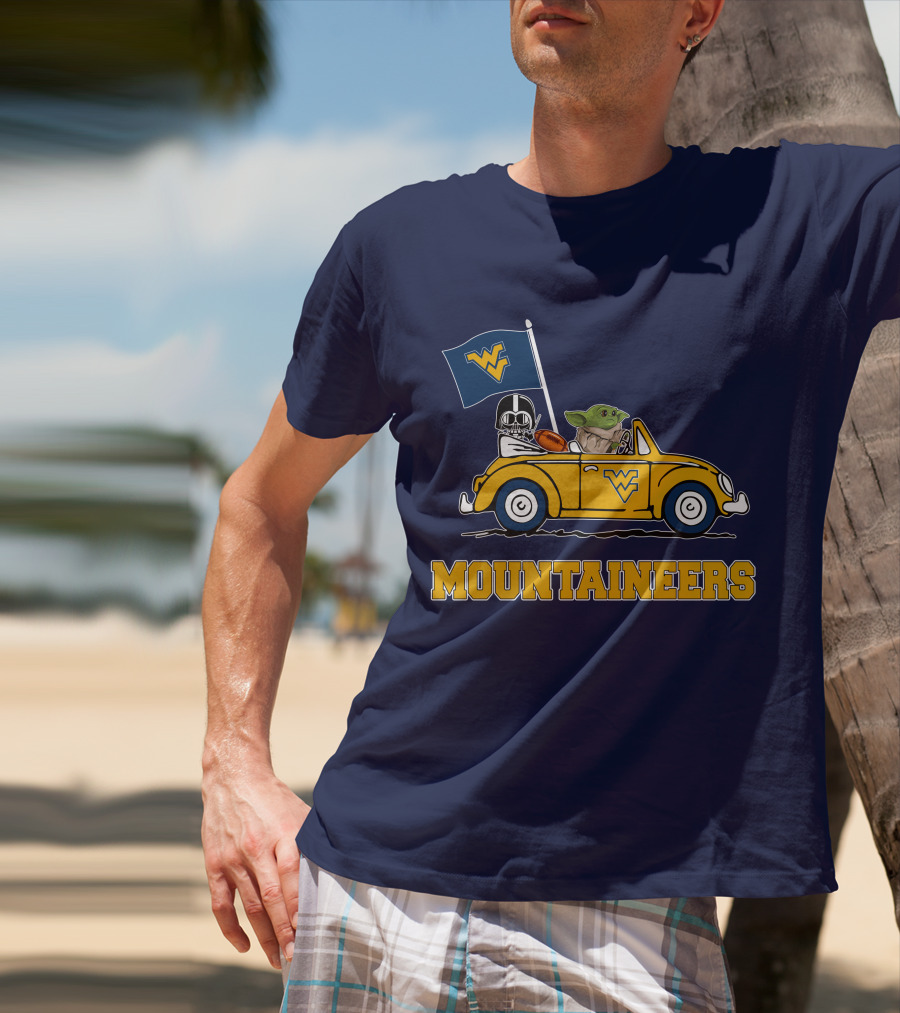 Mountaineers WVM Driving Featuring Baby Yoda And Football Helmet T-Shirt