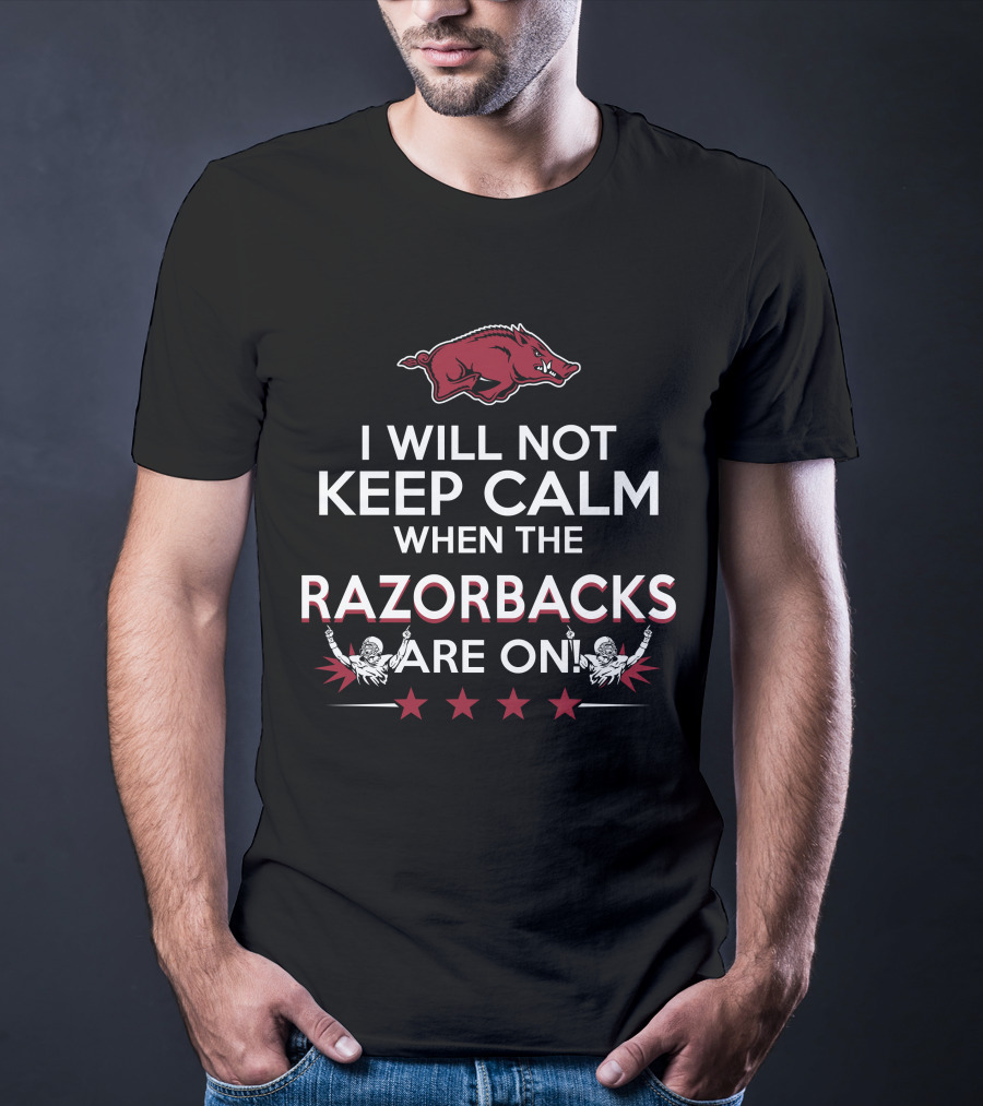I Will Not Keep Calm When The Razorbacks Are On With Pig And Stars T-Shirt