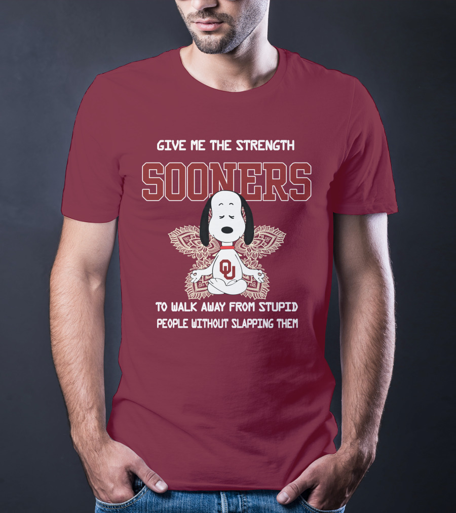 Give Me The Strength Sooners Snoopy OU Walk Away From Stupid People T-Shirt