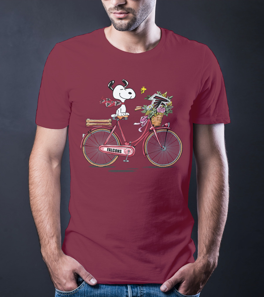 Atlanta Falcons Snoopy Woodstock Bicycle Adventure T-Shirt
