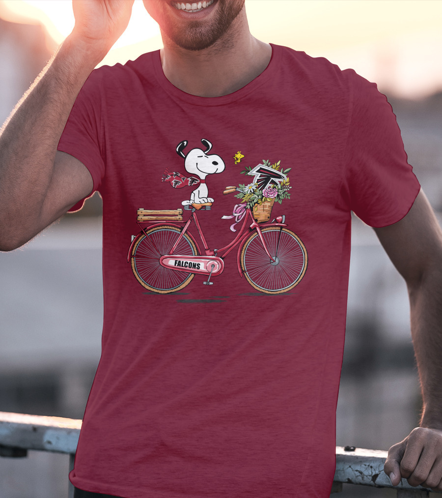 Atlanta Falcons Snoopy Woodstock Bicycle Adventure T-Shirt