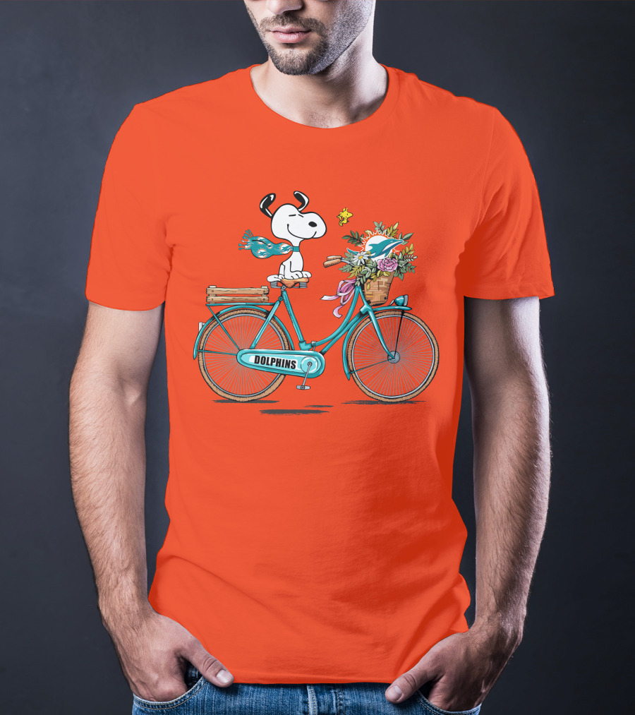 Miami Dolphins Snoopy Bicycle Adventure T-Shirt