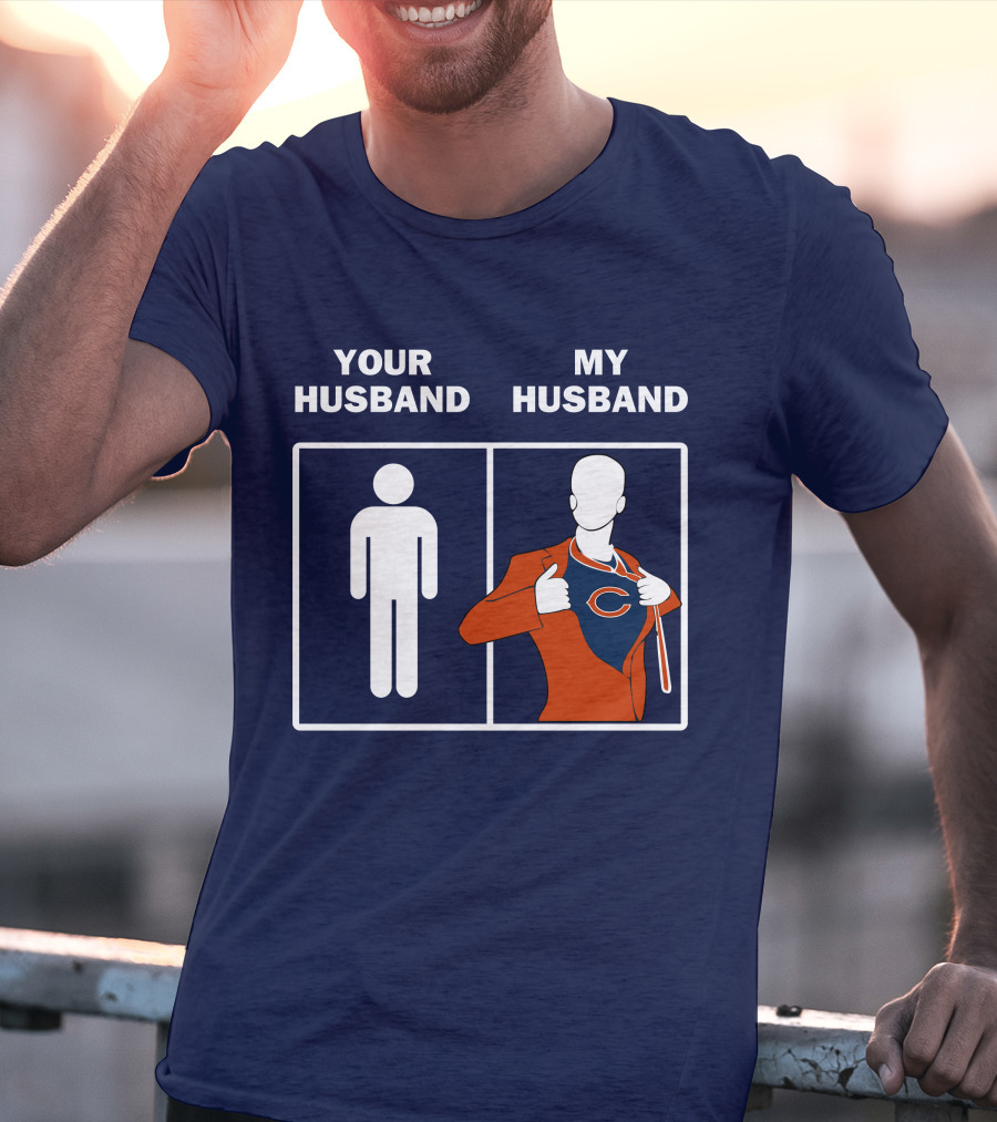 Chicago Bears My Husband Superman Logo Parody Your Husband T-Shirt