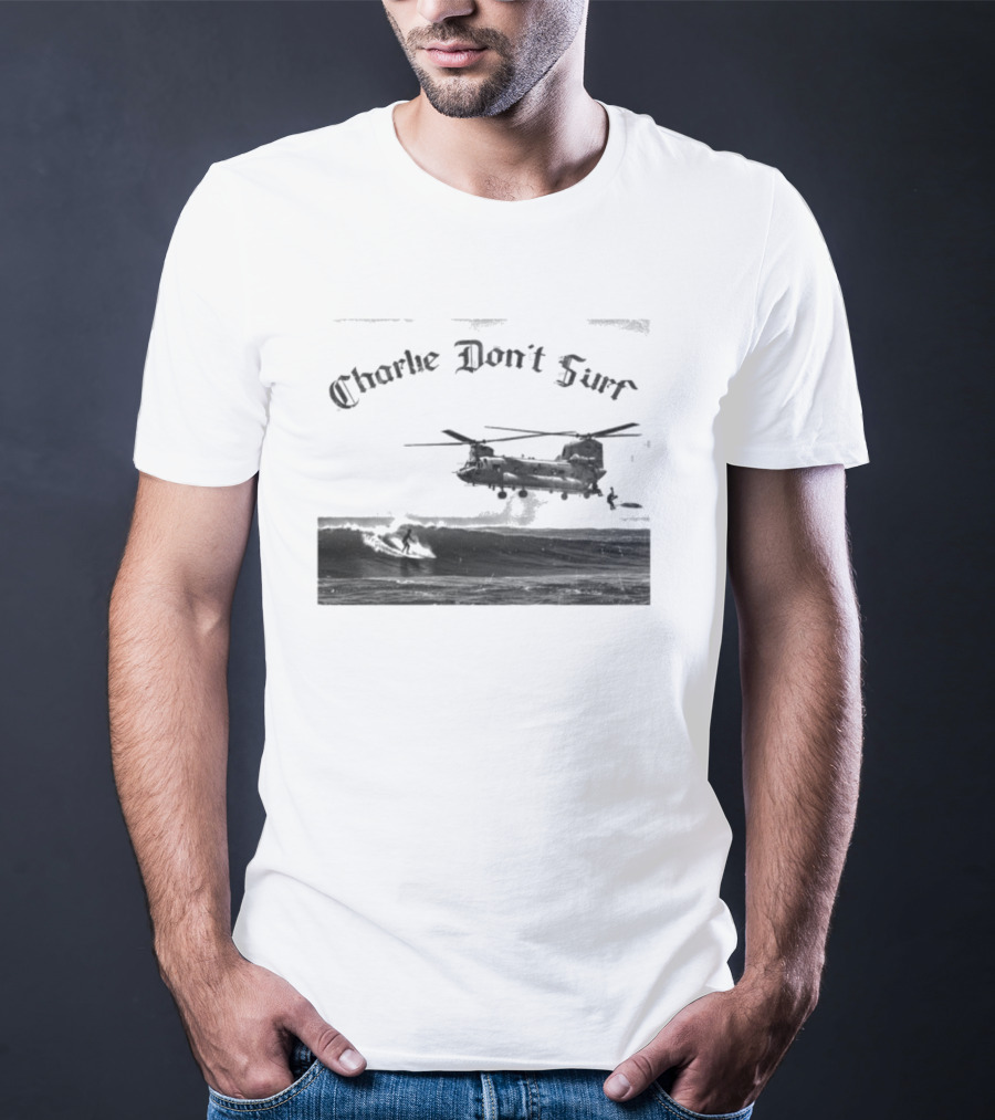 Charlie Don’t Surf Military Helicopter Waves T-Shirt