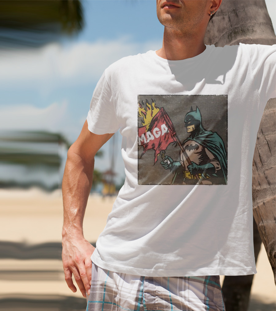 "Cult Of The Batman Holding Burning MAGA Flag" T-Shirt