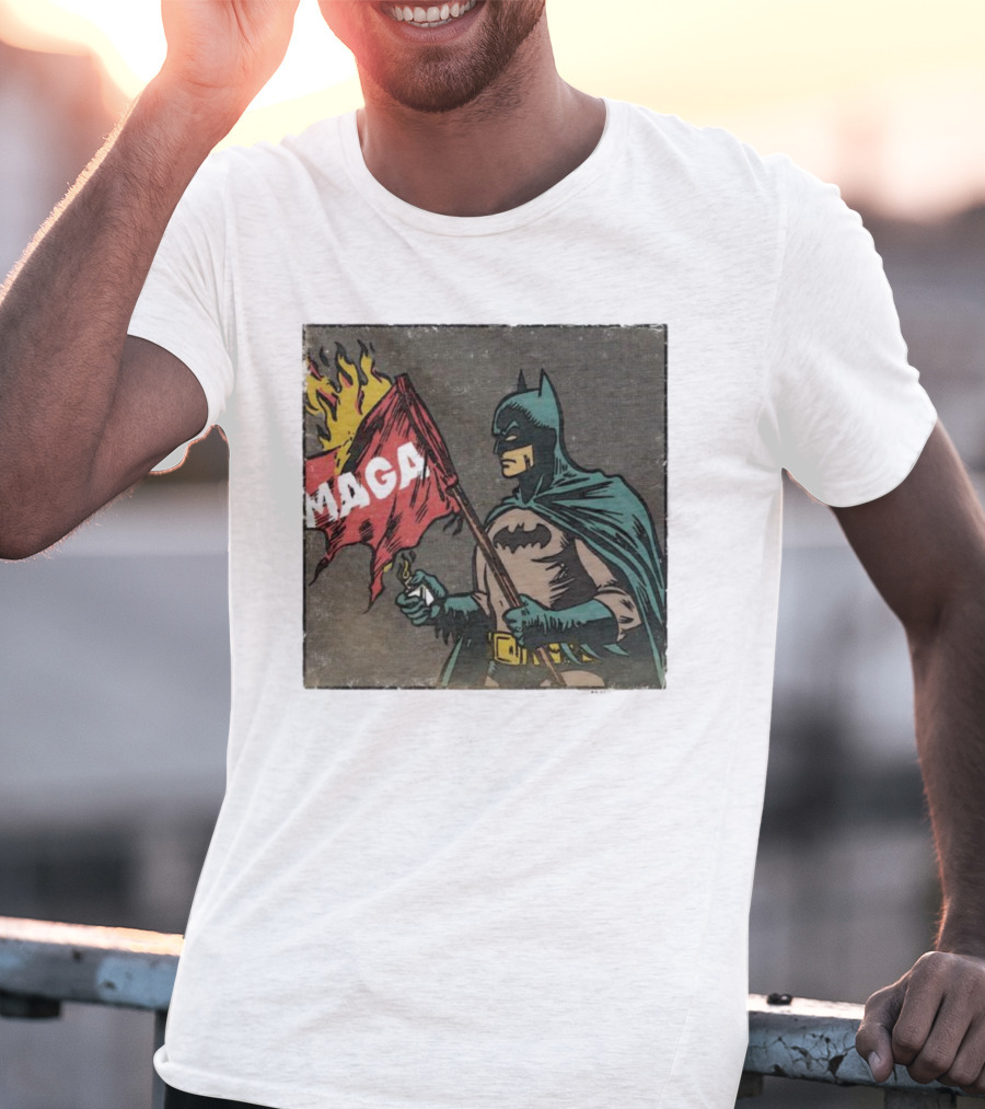 "Cult Of The Batman Holding Burning MAGA Flag" T-Shirt