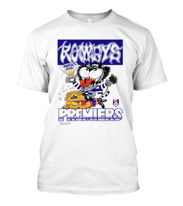 Geelong Cats Rowdys AFL Grand Finals 2025 Premiers Champions Cartoon Style T-Shirt