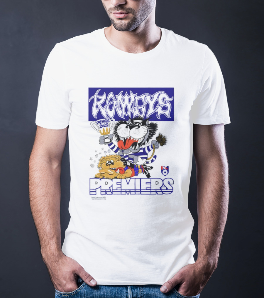 Geelong Cats Rowdys AFL Grand Finals 2025 Premiers Champions Cartoon Style T-Shirt