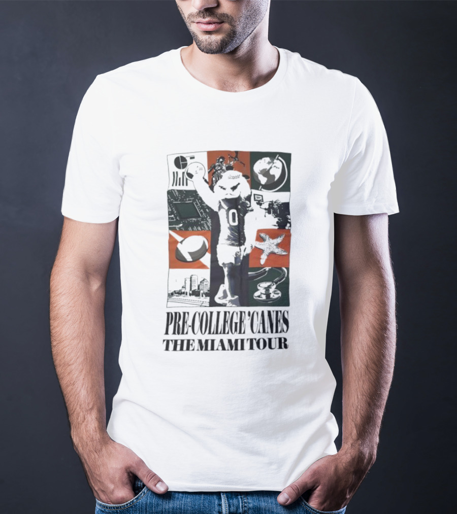 Pre-College 'Canes The Miami Tour Hurricanes Football Astronaut Cityscape Starfish Basketball T-Shirt