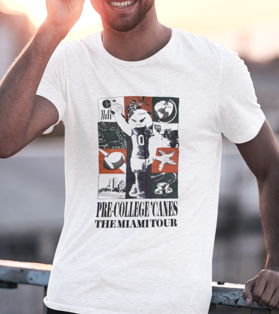 Pre-College 'Canes The Miami Tour Hurricanes Football Astronaut Cityscape Starfish Basketball T-Shirt