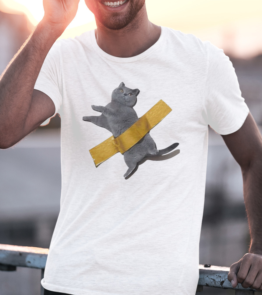 Tape Cat Joke Humor Duct Tape Gag T-Shirt