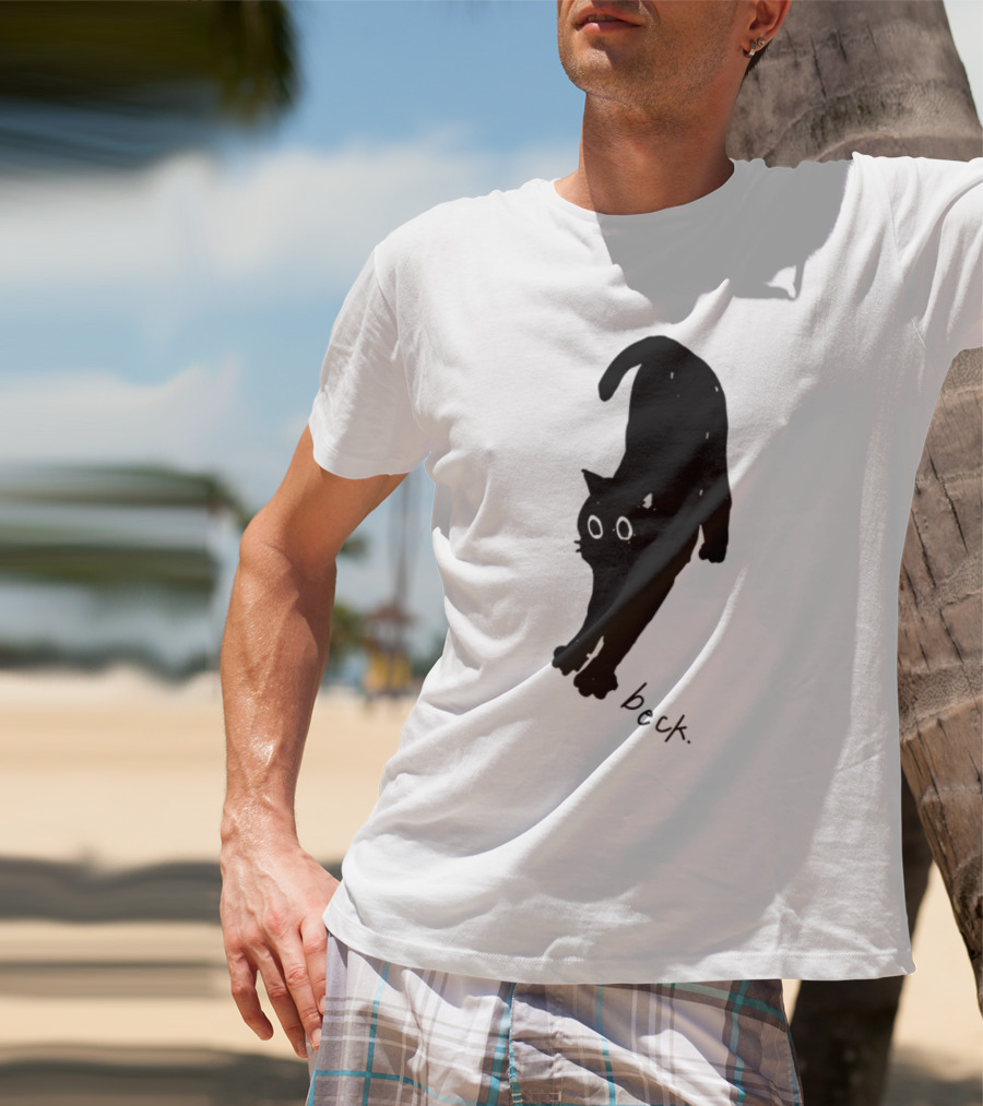 Beck Stretching Cat Silhouette Black Outline T-Shirt