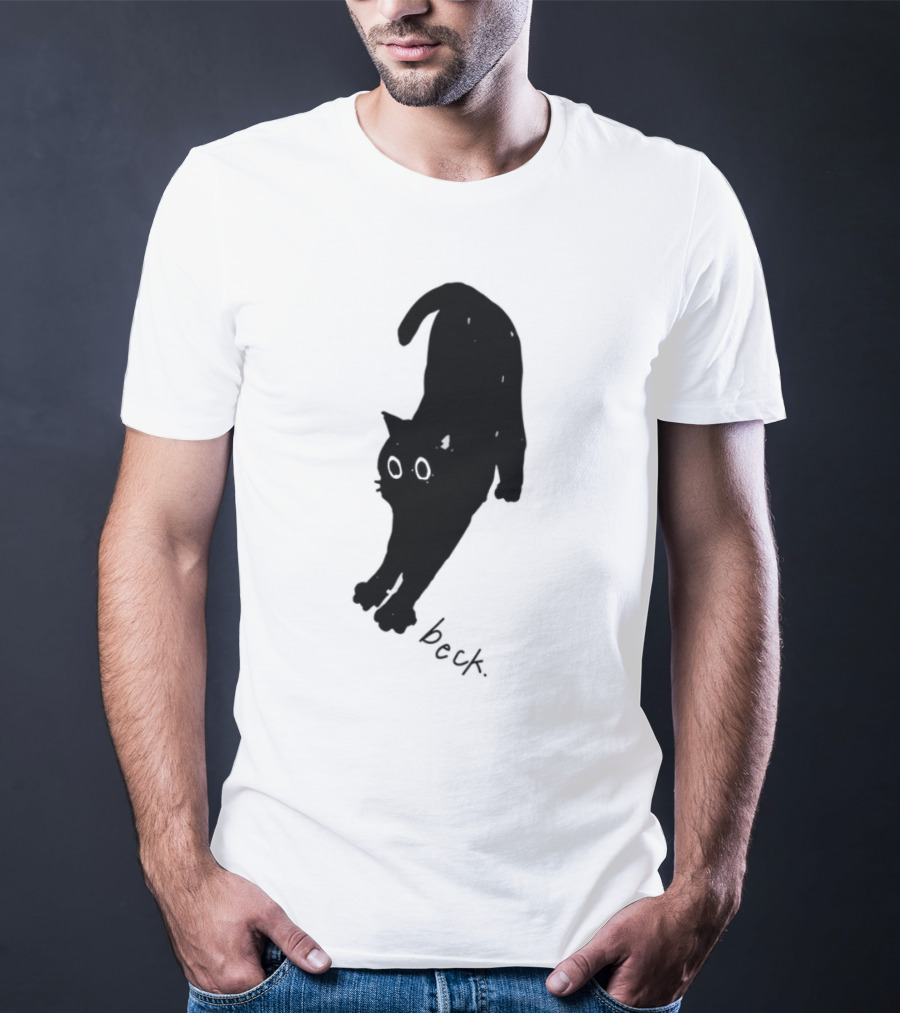 Beck Stretching Cat Silhouette Black Outline T-Shirt