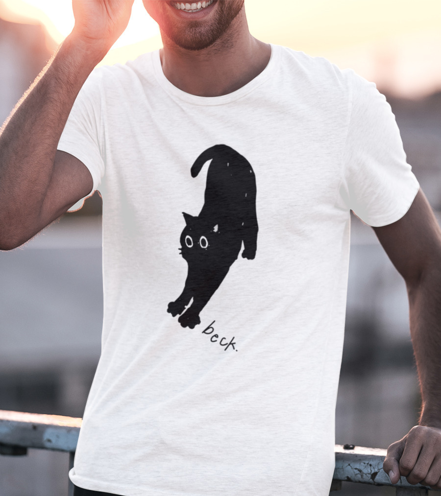 Beck Stretching Cat Silhouette Black Outline T-Shirt