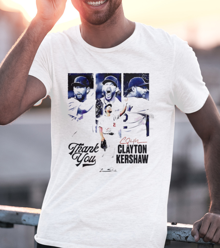 Clayton Kershaw Los Angeles Dodgers Thank You Signature Cursive T-Shirt
