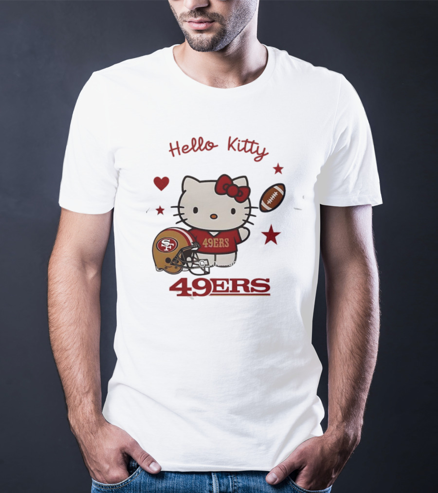 Hello Kitty 49ers Collaboration San Francisco Football Helmet T-Shirt