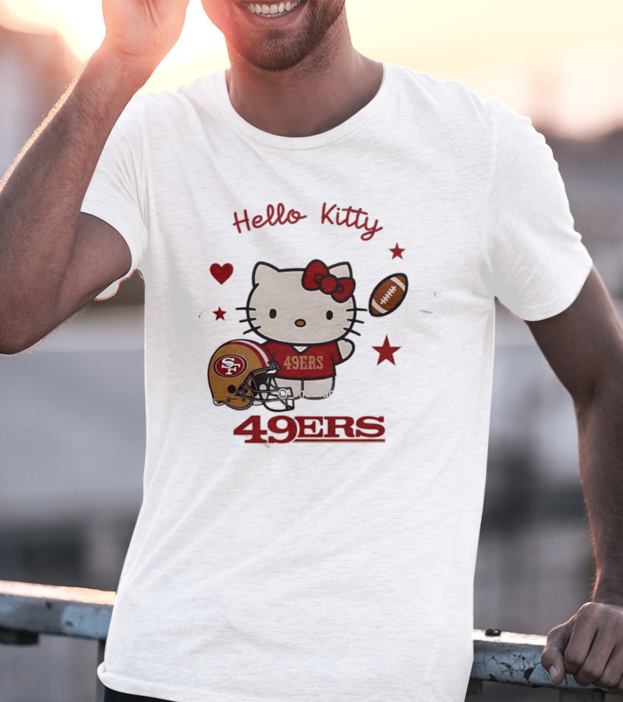 Hello Kitty 49ers Collaboration San Francisco Football Helmet T-Shirt