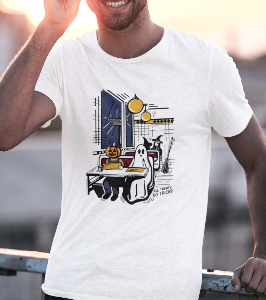 Waffle House Halloween All Treats No Tricks Jack-O-Lantern Characters T-Shirt