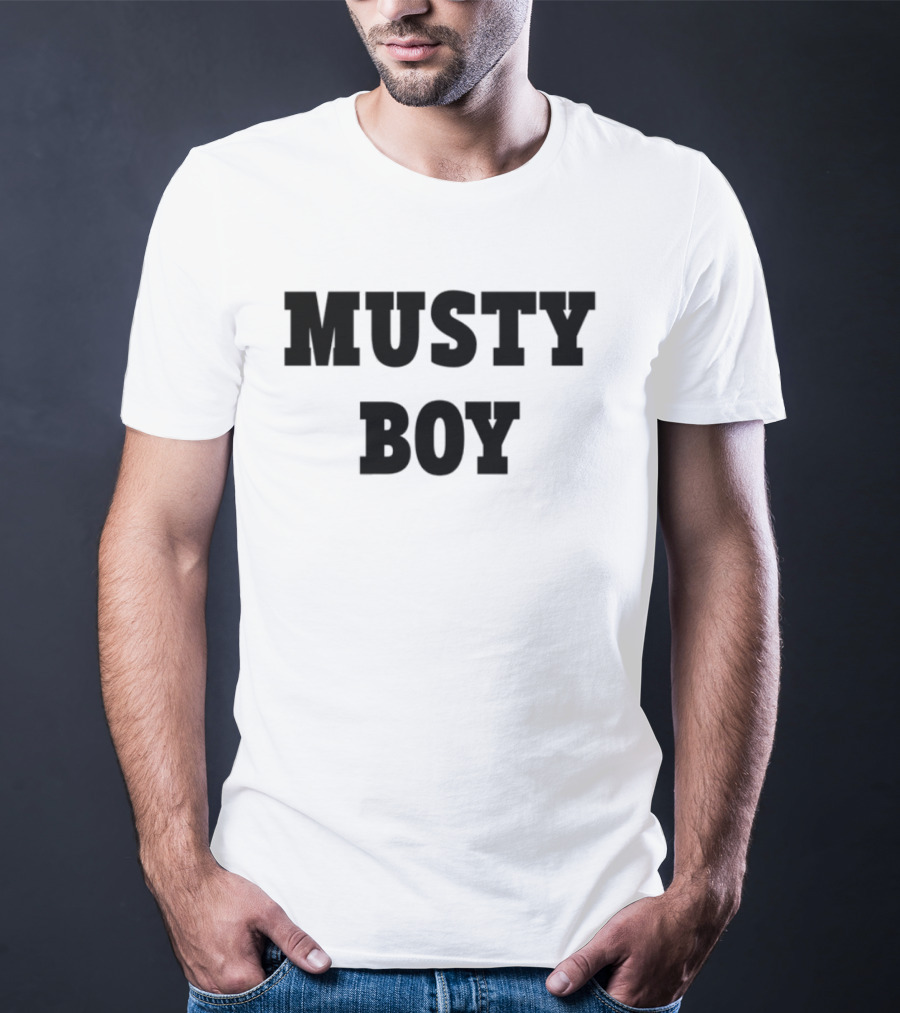 Musty Boy Fun Doodle Typography Hand-Drawn Sketch Style T-Shirt